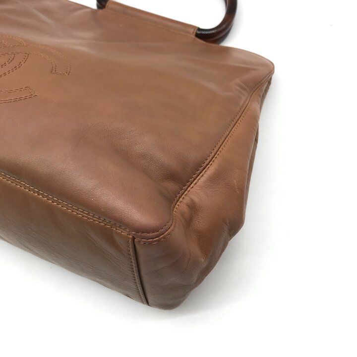 Chanel CC Logo Lambskin Leather Tortoiseshell Handle Hand Brown Shoulder — view 6
