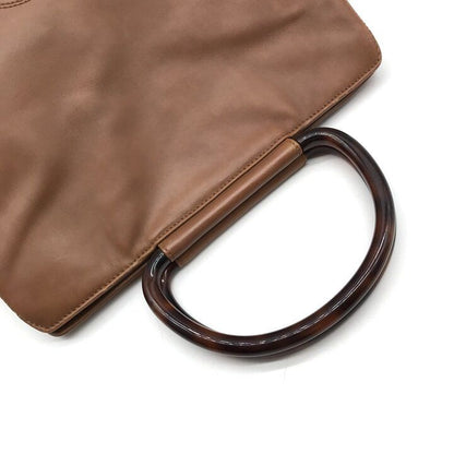 Chanel CC Logo Lambskin Leather Tortoiseshell Handle Hand Brown Shoulder — view 7