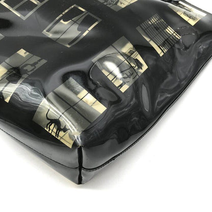 Chanel CC Logo Window Line Vinyl Tote Shoulder Bag Plastic Chain Black — view 6