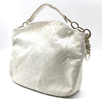 Dior Cannage Gold Canvas Chain Hand Tote White — view 2