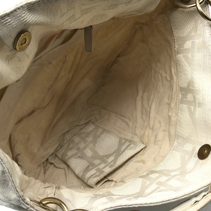 Dior Cannage Gold Canvas Chain Hand Tote White — view 8