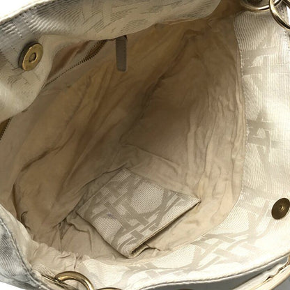 Dior Cannage Gold Canvas Chain Hand Tote White — view 8
