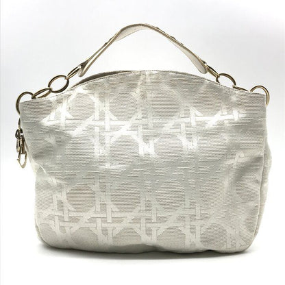 Dior Cannage Gold Canvas Chain Hand Tote White — view 3