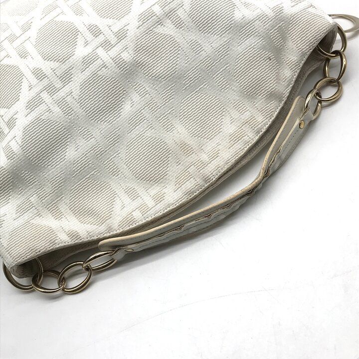 Dior Cannage Gold Canvas Chain Hand Tote White — view 7
