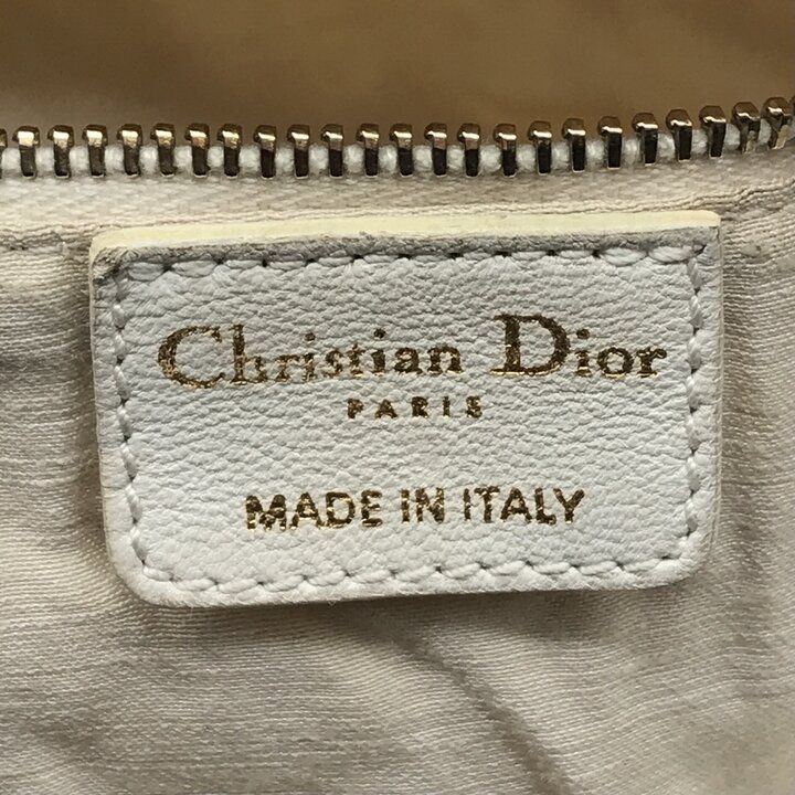 Dior Cannage Gold Canvas Chain Hand Tote White — view 9