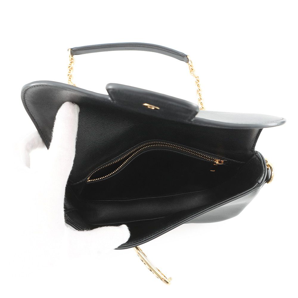 Celine Chain Shoulder Bag Maillon Triomphe Leather Black — view 6