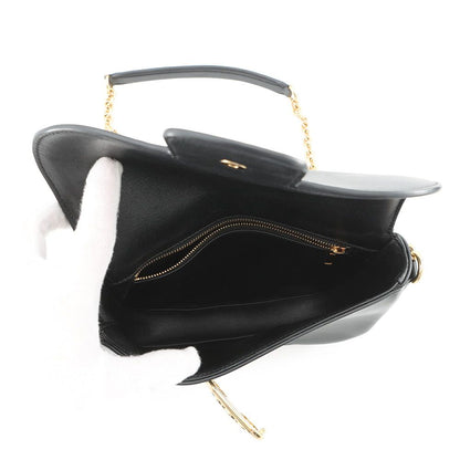 Celine Chain Shoulder Bag Maillon Triomphe Leather Black — view 6