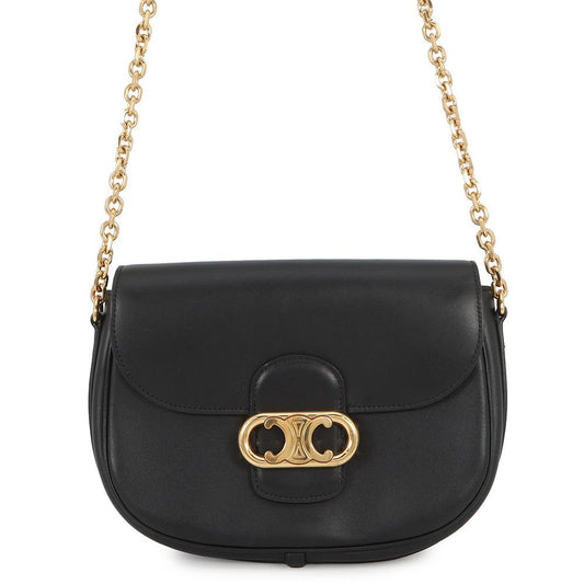 Celine Chain Shoulder Bag Maillon Triomphe Leather Black