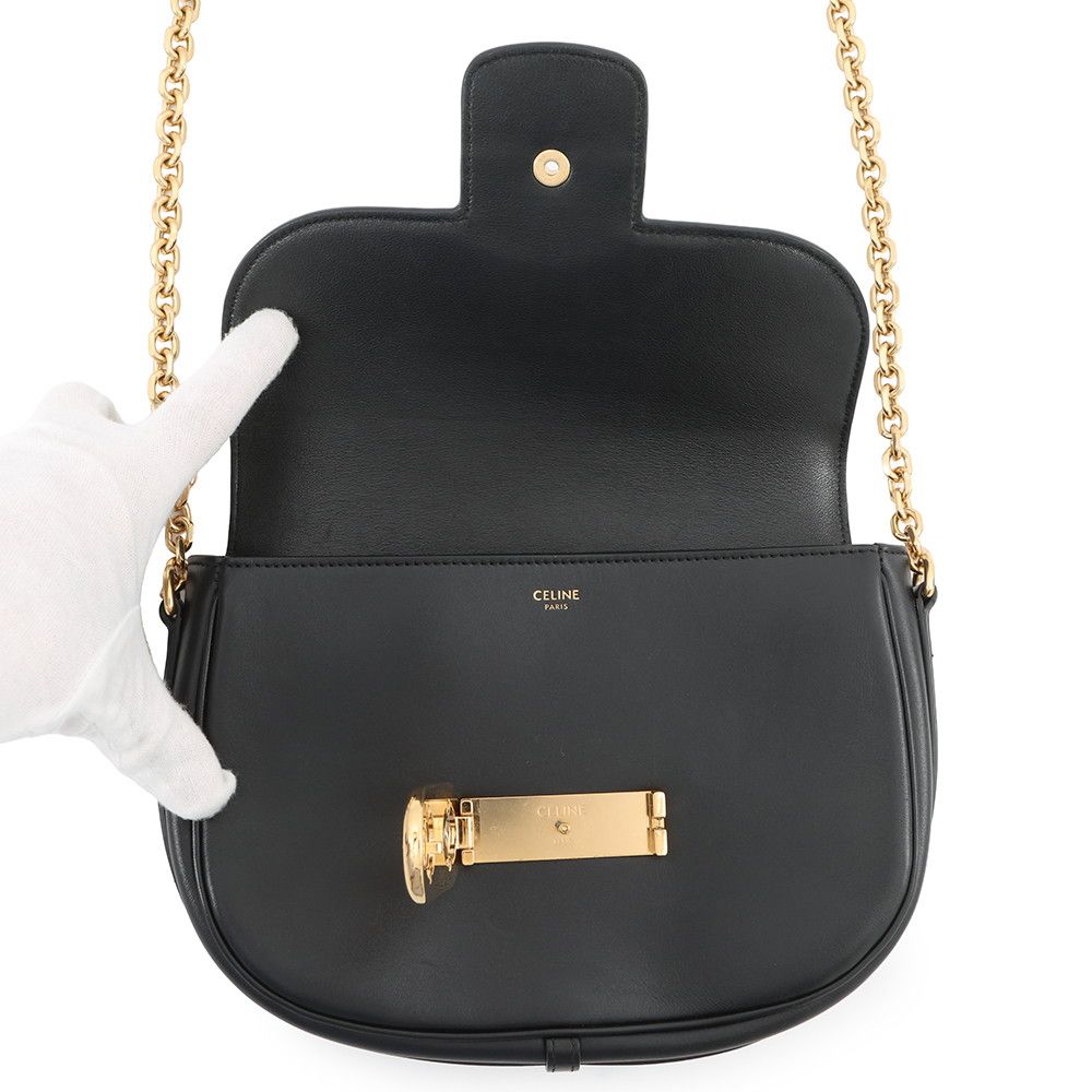 Celine Chain Shoulder Bag Maillon Triomphe Leather Black — view 5