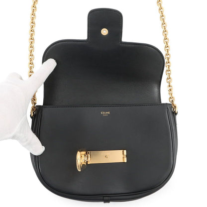 Celine Chain Shoulder Bag Maillon Triomphe Leather Black — view 5