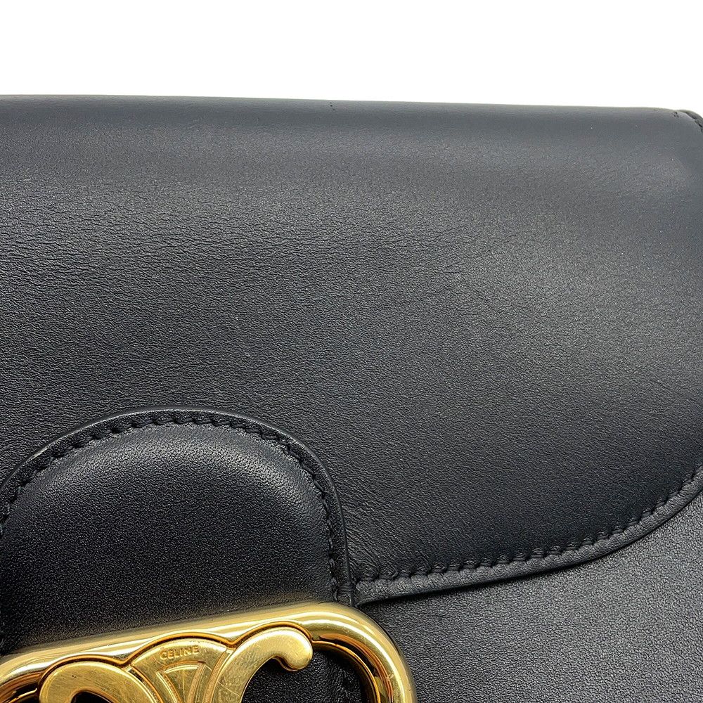 Celine Chain Shoulder Bag Maillon Triomphe Leather Black — view 7