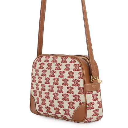 Celine Shoulder Bag Triomphe Canvas Leather White — view 2