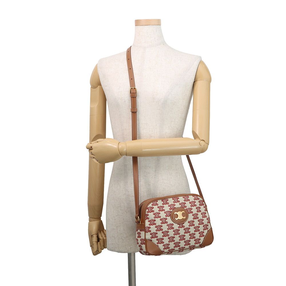 Celine Shoulder Bag Triomphe Canvas Leather White — view 4