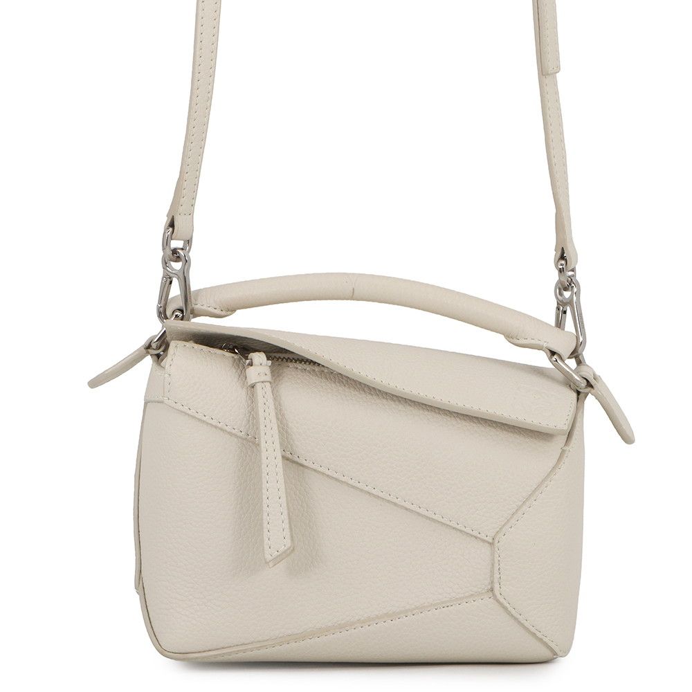 Loewe Puzzle Mini Calf Leather 2-Way Shoulder Bag White