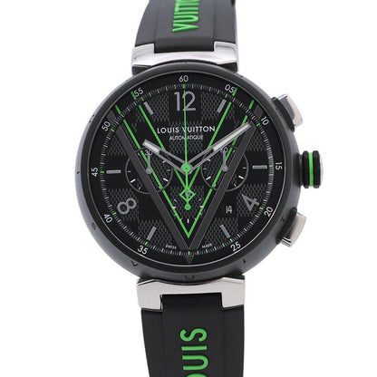 Louis Vuitton Tambour Chronograph Damier Graphite Lace Watch Black Dial