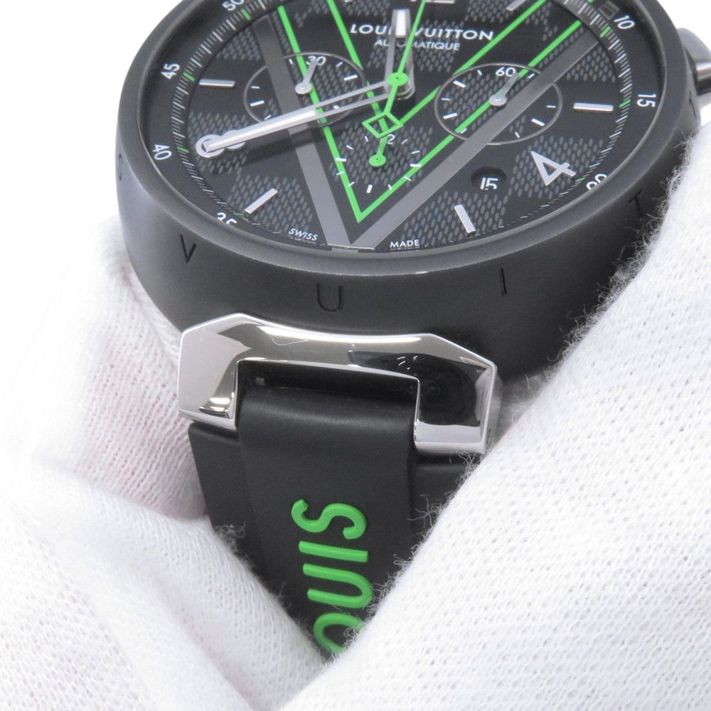 Louis Vuitton Tambour Chronograph Damier Graphite Lace Watch Black Dial — view 6