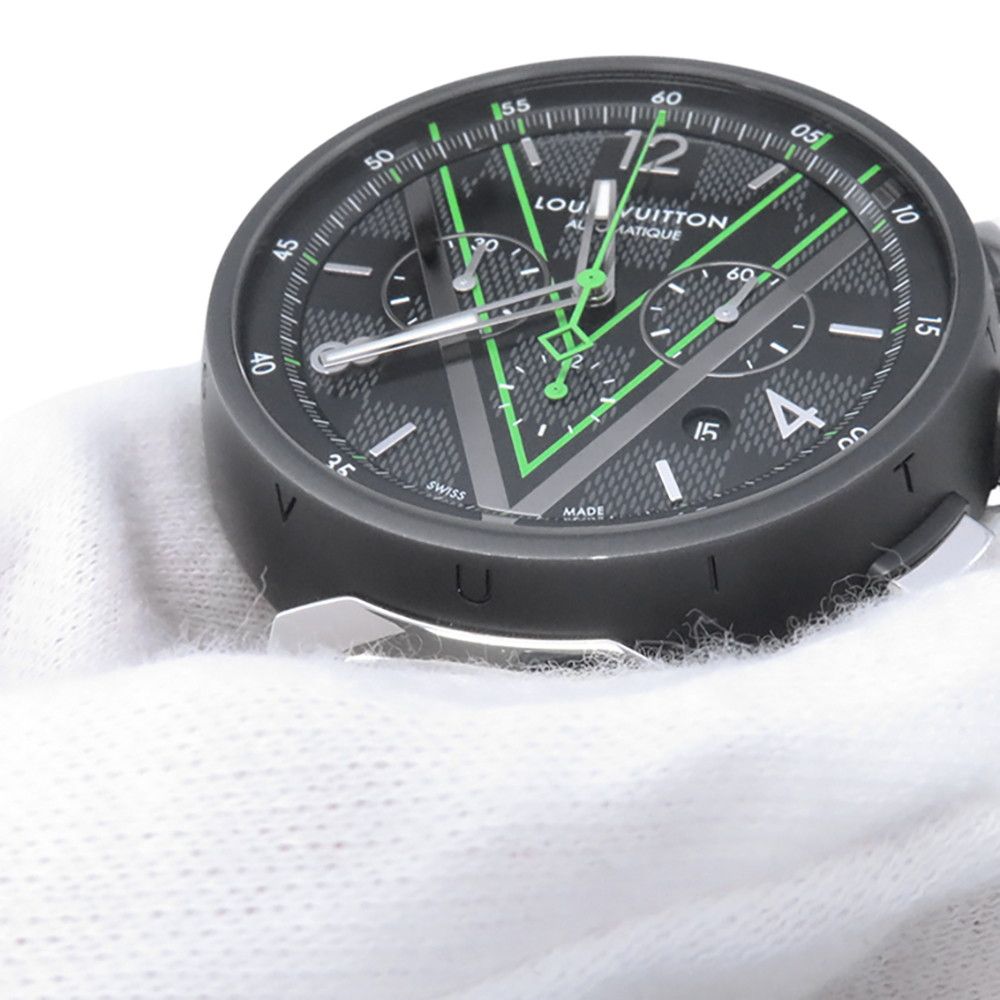 Louis Vuitton Tambour Chronograph Damier Graphite Lace Watch Black Dial — view 5
