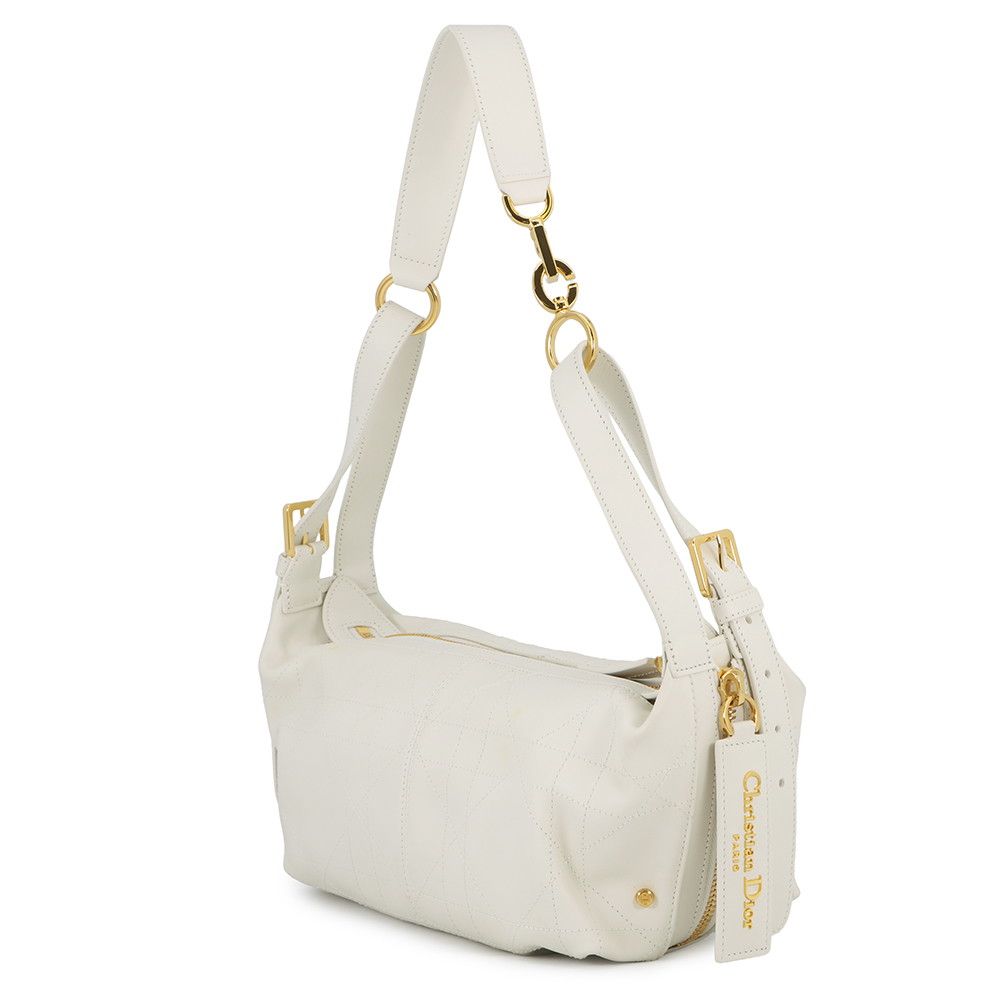Dior Shoulder Bag Flat Macro Cannage D-journey Small White — view 2