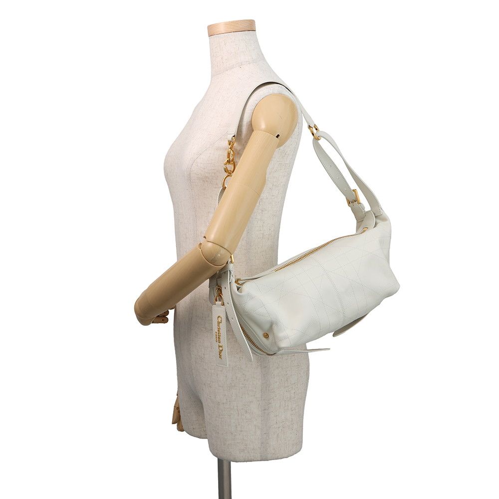 Dior Shoulder Bag Flat Macro Cannage D-journey Small White — view 4