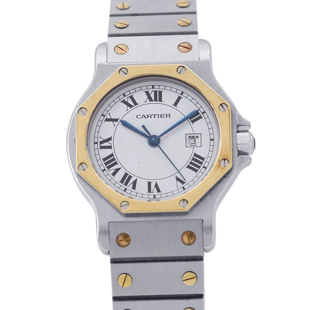 Cartier Santos Octagon LM Watch White Dial Quartz