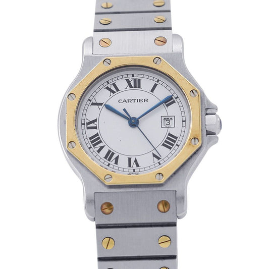 Cartier Santos Octagon LM Watch White Dial Quartz