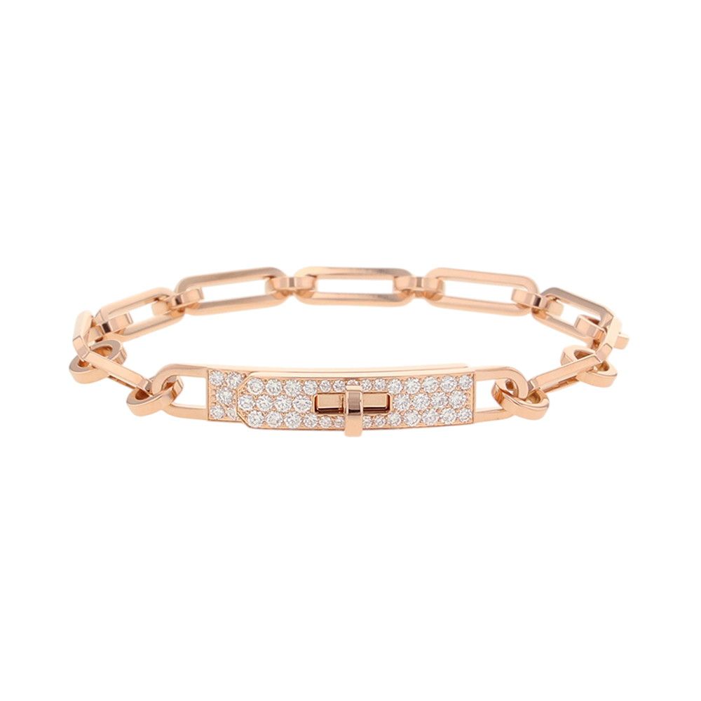 Hermes Bracelet Kelly Chaine Diamond Total 18k Pink Gold