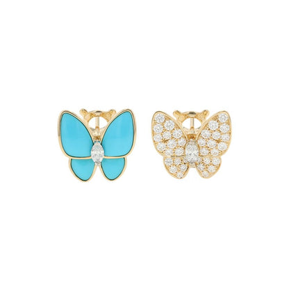 Van Cleef & Arpels Earrings de Papillon Turquoise Diamond Total 18k Yellow Gold