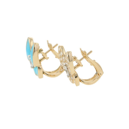 Van Cleef & Arpels Earrings de Papillon Turquoise Diamond Total 18k Yellow Gold — view 2