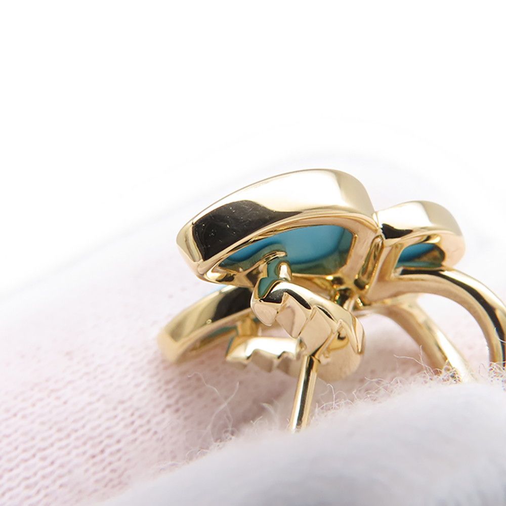 Van Cleef & Arpels Earrings de Papillon Turquoise Diamond Total 18k Yellow Gold — view 6
