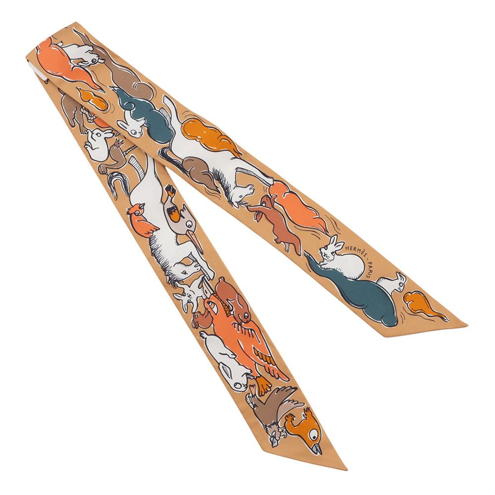 Hermes Scarf Twill a Thousand and One Rabbits Mille Et Un Lapins Silk — view 3