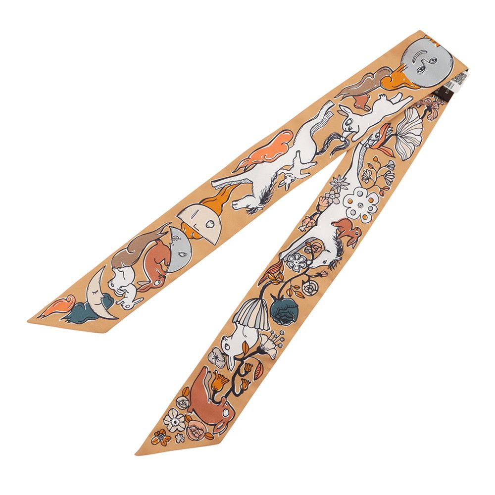 Hermes Scarf Twill a Thousand and One Rabbits Mille Et Un Lapins Silk — view 2