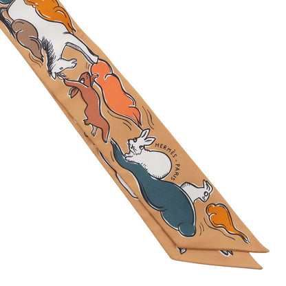 Hermes Scarf Twill a Thousand and One Rabbits Mille Et Un Lapins Silk — view 4