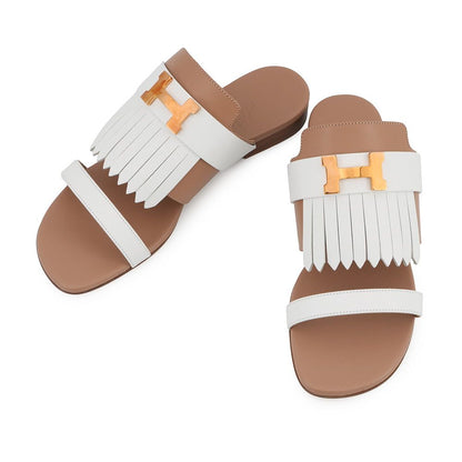 Hermes Sandals Coralia Leather Fringe 36 Shoes