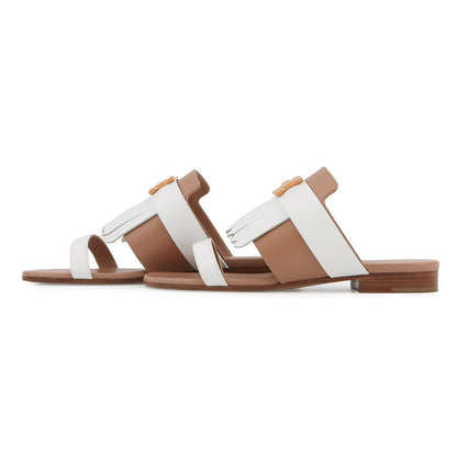 Hermes Sandals Coralia Leather Fringe 36 Shoes — view 2