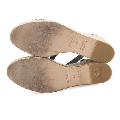 Hermes Sandals Tivoli Leather Cork 36 Shoes Black — view 4