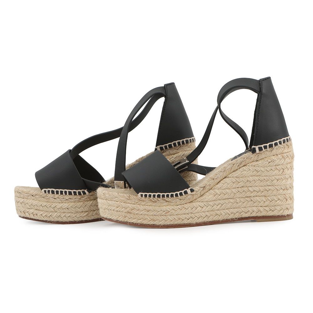Hermes Sandals Tivoli Leather Cork 36 Shoes Black — view 2
