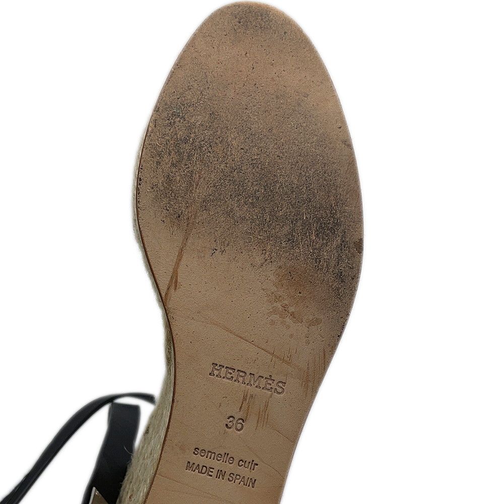 Hermes Sandals Tivoli Leather Cork 36 Shoes Black — view 9
