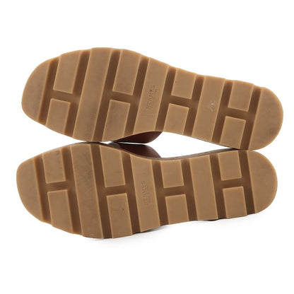 Hermes Sandals Eze Leather Cork 36 Shoes Wedge Sole Logo — view 4