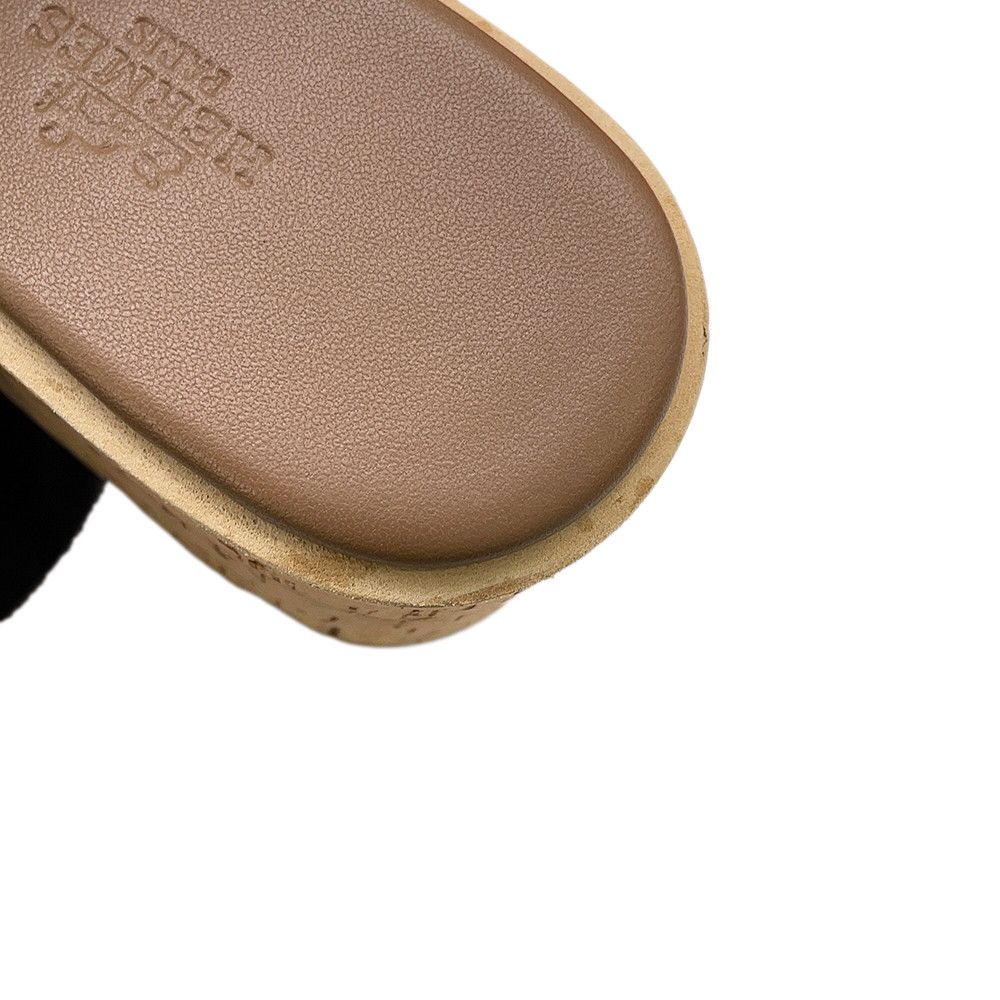 Hermes Sandals Eze Leather Cork 36 Shoes Wedge Sole Logo — view 6