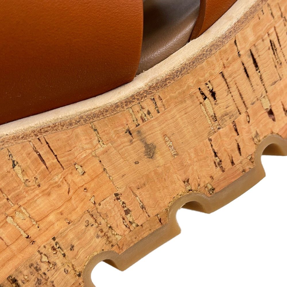Hermes Sandals Eze Leather Cork 36 Shoes Wedge Sole Logo — view 9
