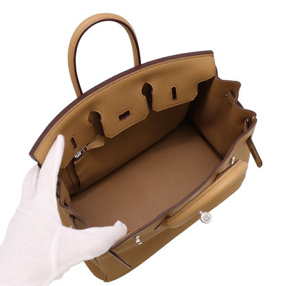 Hermes Birkin 25 Biscuit Silver Togo Handbag — view 5