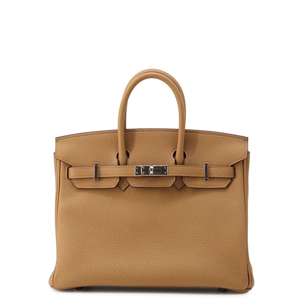 Hermes Birkin 25 Biscuit Silver Togo Handbag