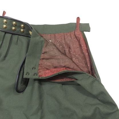 Hermes Vintage Wool Tight Skirt Half Knee Length Ball Studded Belt 36 Dark — view 3