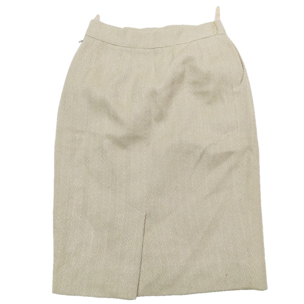 Hermes Vintage Wool Silk Blend Tight Skirt Studded Belt Half Knee Length — view 2