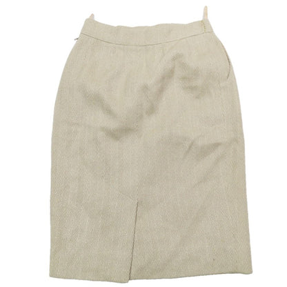 Hermes Vintage Wool Silk Blend Tight Skirt Studded Belt Half Knee Length — view 2