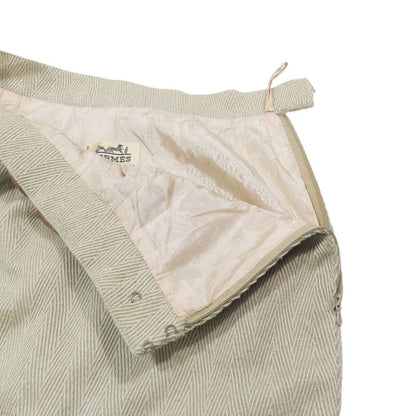 Hermes Vintage Wool Silk Blend Tight Skirt Studded Belt Half Knee Length — view 3
