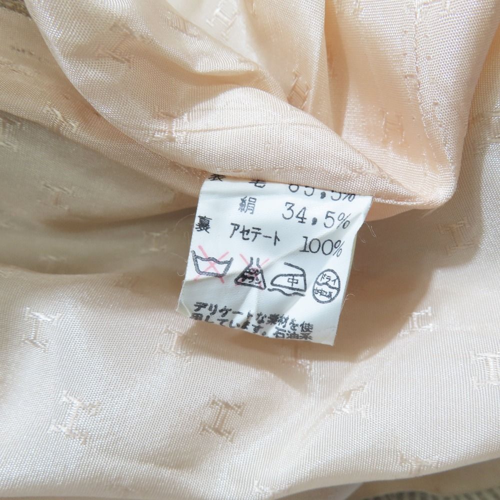 Hermes Vintage Wool Silk Blend Tight Skirt Studded Belt Half Knee Length — view 7