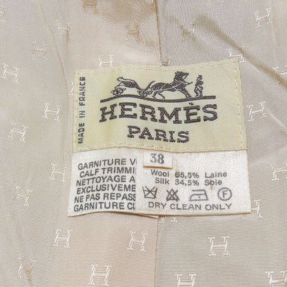 Hermes Vintage Wool Silk Blend Tight Skirt Studded Belt Half Knee Length — view 6