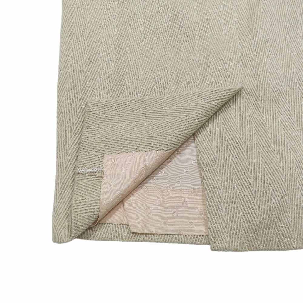 Hermes Vintage Wool Silk Blend Tight Skirt Studded Belt Half Knee Length — view 5