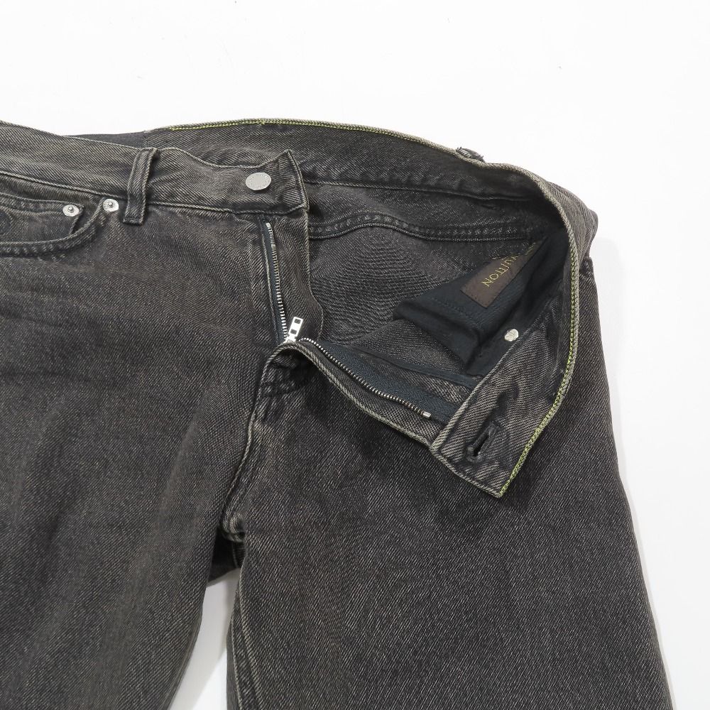 Louis Vuitton Denim Jeans Pants Slim Zip Fly Monogram Patch Archive 26 Gray — view 3